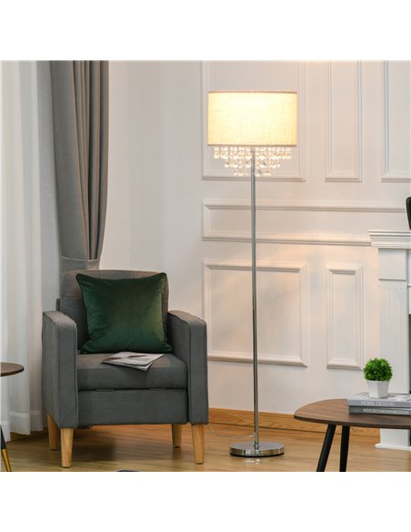 HOMCOM Modern Steel Floor Lamp, Silver and Cream White B31-263 - pic 26197 | FastDaddyshop