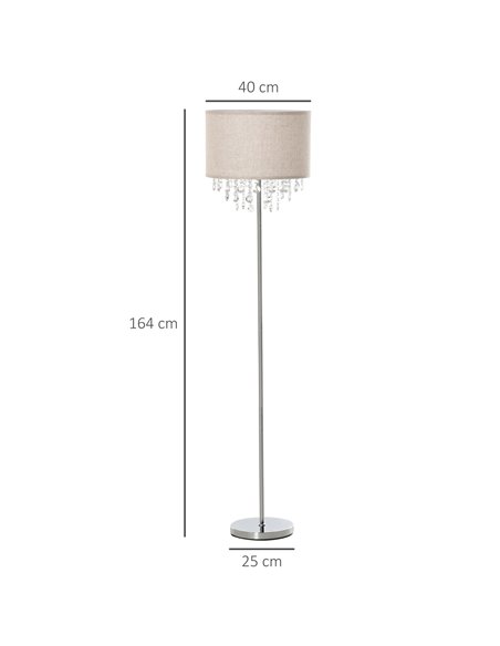 HOMCOM Modern Steel Floor Lamp, Silver and Cream White B31-263 - pic 26198 | FastDaddyshop