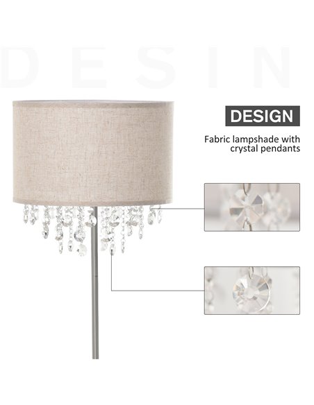 HOMCOM Modern Steel Floor Lamp, Silver and Cream White B31-263 - pic 26199 | FastDaddyshop
