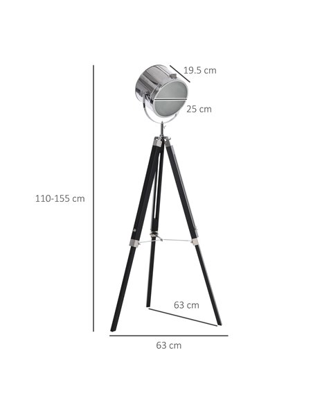 HOMCOM Industrial Style Adjustable Tripod Floor Lamp, Black B31-292 - pic 26207 | FastDaddyshop