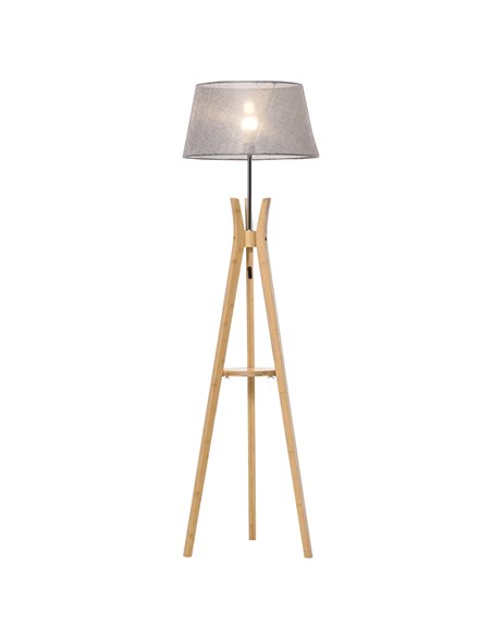 HOMCOM Natural Wood Tripod Floor Lamp Light E27 Base, Grey B31-134GY - pic 26215 | FastDaddyshop