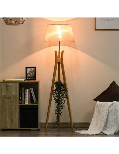 HOMCOM Tripod Floor Lamp Light E27 Base, 156cm, Beige B31-134BG - pic 26223 | FastDaddyshop