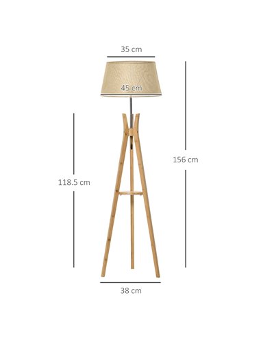 HOMCOM Tripod Floor Lamp Light E27 Base, 156cm, Beige B31-134BG