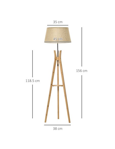 HOMCOM Tripod Floor Lamp Light E27 Base, 156cm, Beige B31-134BG - pic 26225 | FastDaddyshop