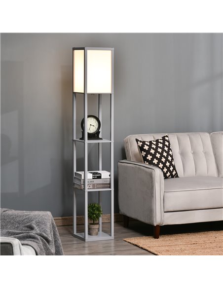 HOMCOM 4-Tier Floor Lamp with Shelf, Grey 833-623V70GY - pic 26233 | FastDaddyshop