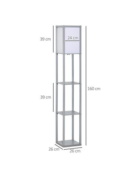 HOMCOM 4-Tier Floor Lamp with Shelf, Grey 833-623V70GY - pic 26234 | FastDaddyshop