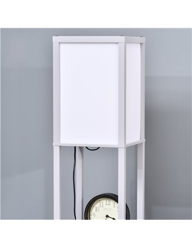 HOMCOM 4-Tier Grey Floor Lamp with Shelf, Floor Light with Storage Shelf, Reading Standing Lamp