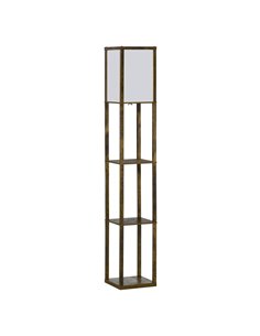 HOMCOM 4-Tier Floor Lamp with Storage Shelf, Rustic Brown 833-623V70