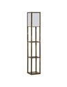 HOMCOM 4-Tier Floor Lamp with Storage Shelf, Rustic Brown 833-623V70