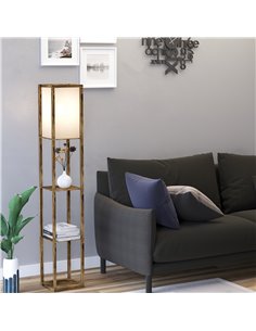 HOMCOM 4-Tier Floor Lamp with Storage Shelf, Rustic Brown 833-623V70 2