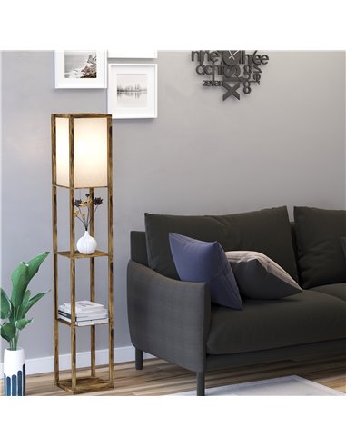 HOMCOM 4-Tier Floor Lamp with Storage Shelf, Rustic Brown 833-623V70