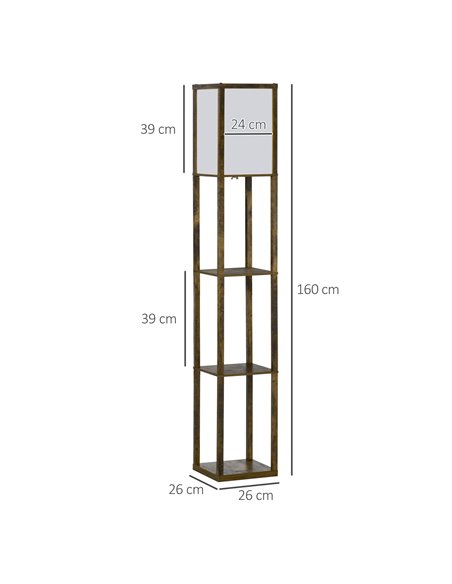 HOMCOM 4-Tier Floor Lamp with Storage Shelf, Rustic Brown 833-623V70 - pic 26243 | FastDaddyshop