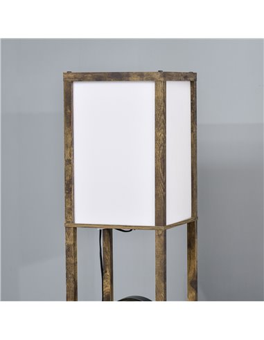 HOMCOM 4-Tier Floor Lamp with Storage Shelf, Rustic Brown 833-623V70