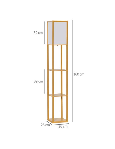 HOMCOM 4-Tier Floor Lamp with Storage Shelf, Natural 833-623V70WR - pic 26252 | FastDaddyshop