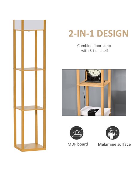 HOMCOM 4-Tier Floor Lamp with Storage Shelf, Natural 833-623V70WR - pic 26253 | FastDaddyshop