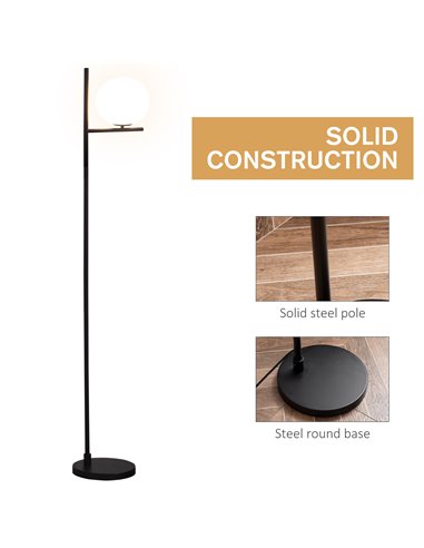 HOMCOM Modern Floor Lamp with Pedal Switch, Black B31-351V70BK
