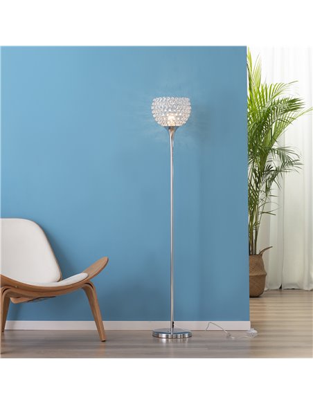 HOMCOM Modern Floor Lamp with K9 Crystal Lampshade, Silver B31-352 - pic 26278 | FastDaddyshop