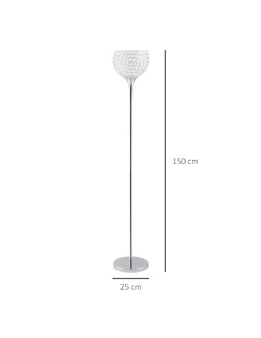 HOMCOM Modern Floor Lamp with K9 Crystal Lampshade, Silver B31-352