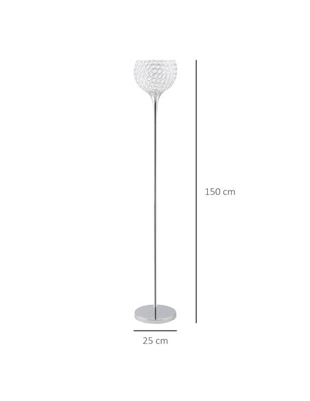 HOMCOM Modern Floor Lamp with K9 Crystal Lampshade, Silver B31-352 - pic 26279 | FastDaddyshop