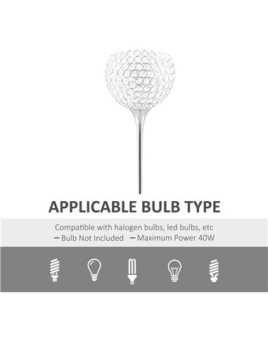 HOMCOM Modern Floor Lamp with K9 Crystal Lampshade, Silver B31-352