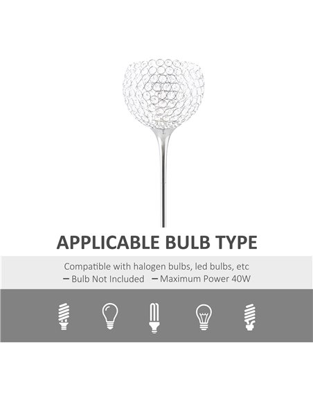HOMCOM Modern Floor Lamp with K9 Crystal Lampshade, Silver B31-352 - pic 26283 | FastDaddyshop