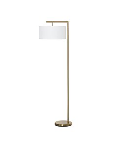 HOMCOM Floor Lamp with Linen Lampshade, Gold and White B31-254V70