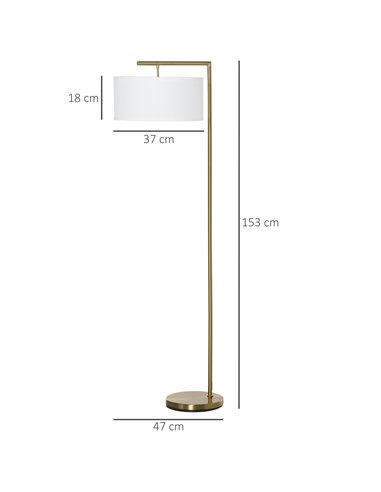 HOMCOM Floor Lamp with Linen Lampshade, Gold and White B31-254V70
