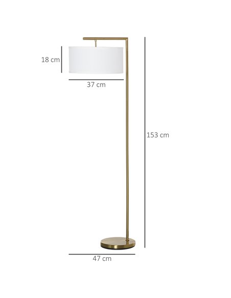 HOMCOM Floor Lamp with Linen Lampshade, Gold and White B31-254V70 - pic 26288 | FastDaddyshop