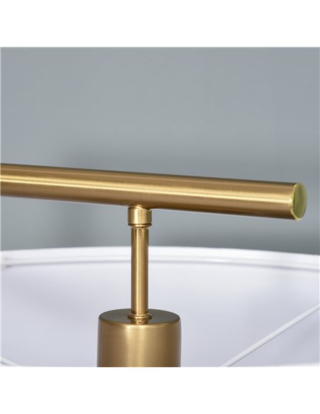 HOMCOM Floor Lamp, Modern Standing Light with Linen Lampshade, Round Base for Living Room, Bedroom, Dining Room, Gold and White - pic 26294 | FastDaddyshop
