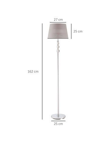 HOMCOM Floor Lamp with Hollow Out Fabric Shade, Grey B31-369