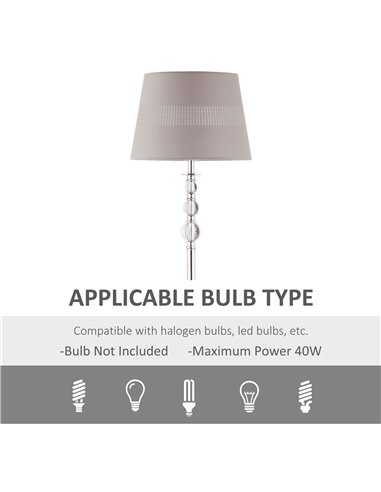 HOMCOM Floor Lamp with Hollow Out Fabric Shade, Chrome Base, Elegant Decoration for Bedroom, Living Room, Study, Grey