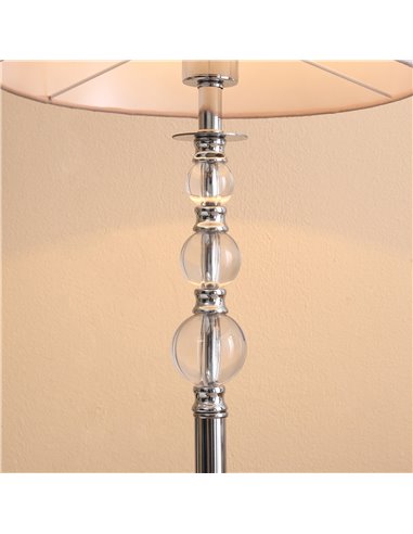HOMCOM Floor Lamp with Hollow Out Fabric Shade, Chrome Base, Elegant Decoration for Bedroom, Living Room, Study, Grey