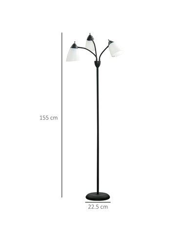 HOMCOM Arc Tree Floor Lamp with 3 Adjustable Rotating Lights, Black B31-389V70
