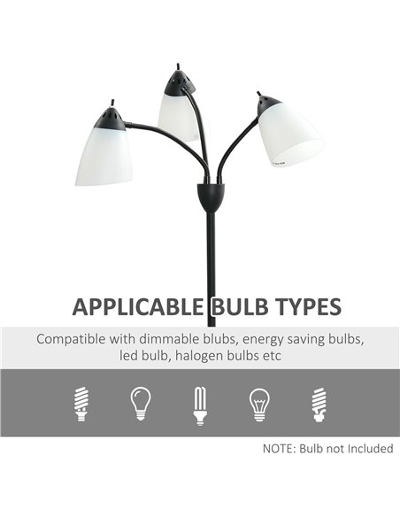 HOMCOM Arc Tree Floor Lamp with 3 Adjustable Rotating Lights, for Bedroom Living Room, Industrial Standing Lamp with Steel Frame - pic 26319 | FastDaddyshop