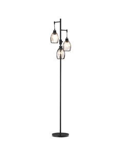 HOMCOM Industrial 3-Light Floor Lamp, Black B31-402V70BK