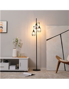 HOMCOM Industrial 3-Light Floor Lamp, Black B31-402V70BK 2