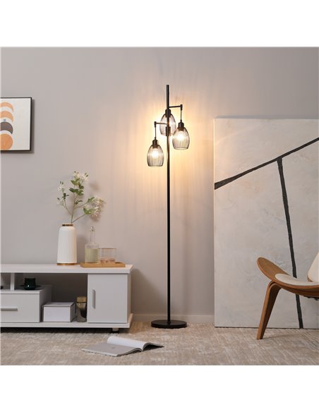 HOMCOM Industrial 3-Light Floor Lamp, Black B31-402V70BK - pic 26350 | FastDaddyshop