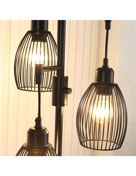 HOMCOM Industrial 3-Light Floor Lamp, Dimmable Standing Lamp with Metal lampshades for Living Room, Bedroom, Dinging Room, Study - pic 26356 | FastDaddyshop