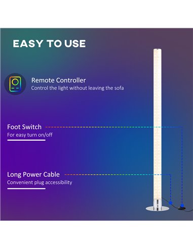 HOMCOM RGB Floor Lamps Dimmable Corner Lamp with Remote Control, LED Modern Mood Lighting for Living Room Bedroom Gaming Room