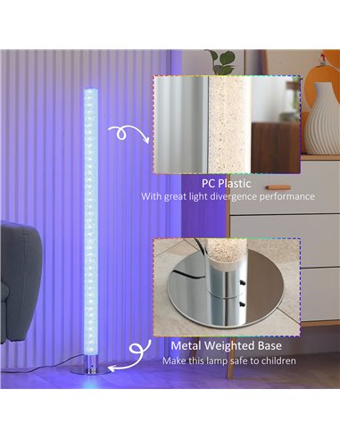 HOMCOM RGB Floor Lamps Dimmable Corner Lamp with Remote Control, LED Modern Mood Lighting for Living Room Bedroom Gaming Room