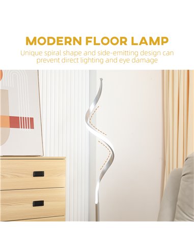 HOMCOM Dimmable Floor Lamp with 3 Adjustable Brightness, Silver B31-378V01