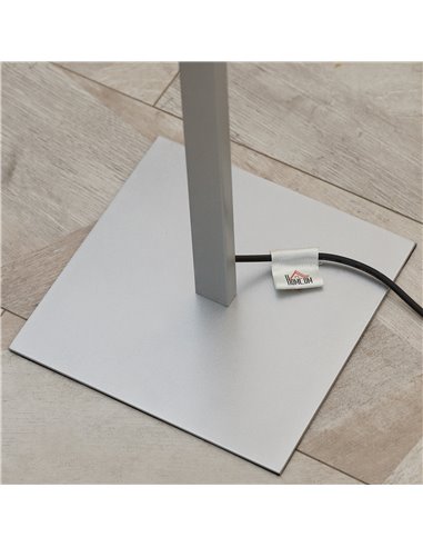 HOMCOM Dimmable Floor Lamp for Living Room, Modern Spiral Standing Lamp with 3 Adjustable Brightness and Square Base, Silver