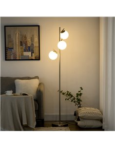 HOMCOM 3-Light Tree Floor Lamps, with Globe Lampshade, Silver B31-319V70SR 2