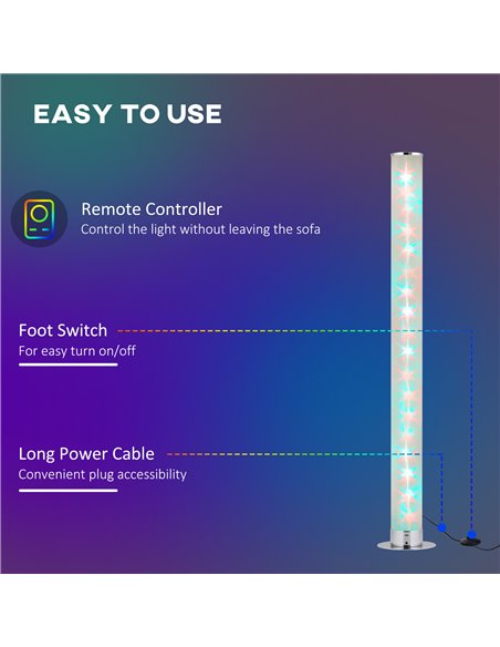 HOMCOM RGB Floor Lamps, Dimmable Corner Lamp with Remote Control & 16 Colours Effects, LED Modern Mood Lighting for Living Room  - pic 26408 | FastDaddyshop