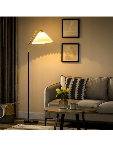 HOMCOM Floor Lamps with Adjustable Pleated Lampshade, White B31-425V70BK