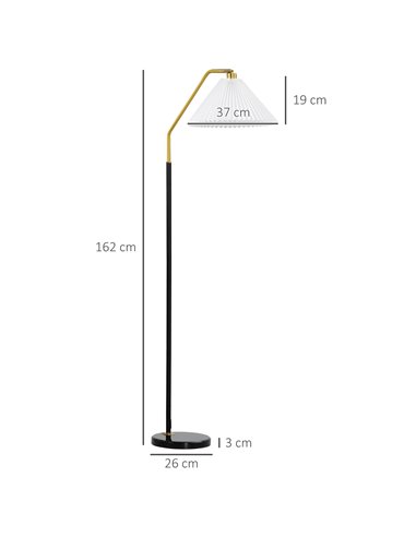 HOMCOM Floor Lamps with Adjustable Pleated Lampshade, White B31-425V70BK