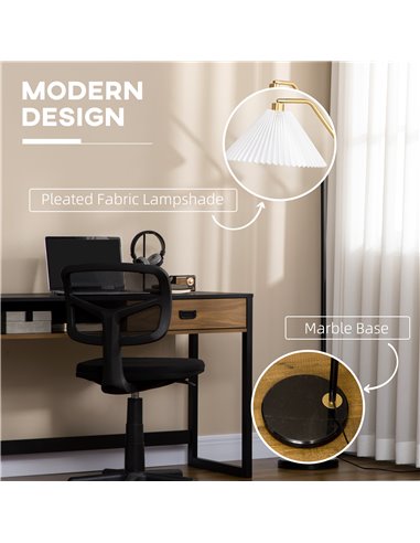HOMCOM Floor Lamps with Adjustable Pleated Lampshade, White B31-425V70BK