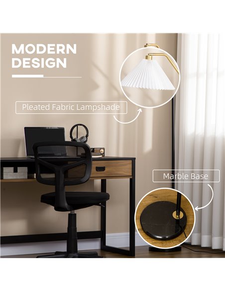HOMCOM Floor Lamps with Adjustable Pleated Lampshade, White B31-425V70BK - pic 26424 | FastDaddyshop