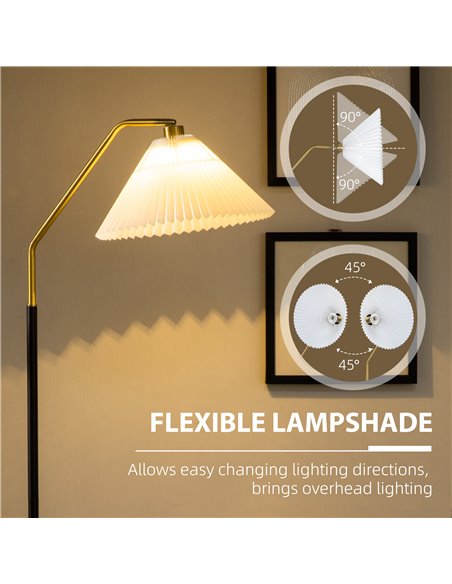 HOMCOM Floor Lamps for Living Room Bedroom with Adjustable Pleated Lampshade, Modern Standing Lamp, 55x37x162cm, White - pic 26425 | FastDaddyshop