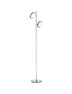 HOMCOM Modern Floor Lamp with 2 Light, White LED, Chrome B31-324V70
